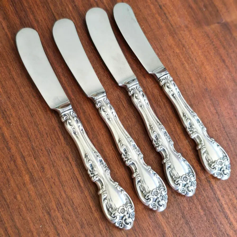 Gorham Melrose Sterling Silver Butter Spreader 4 Pcs Hollow Handle No Monogram